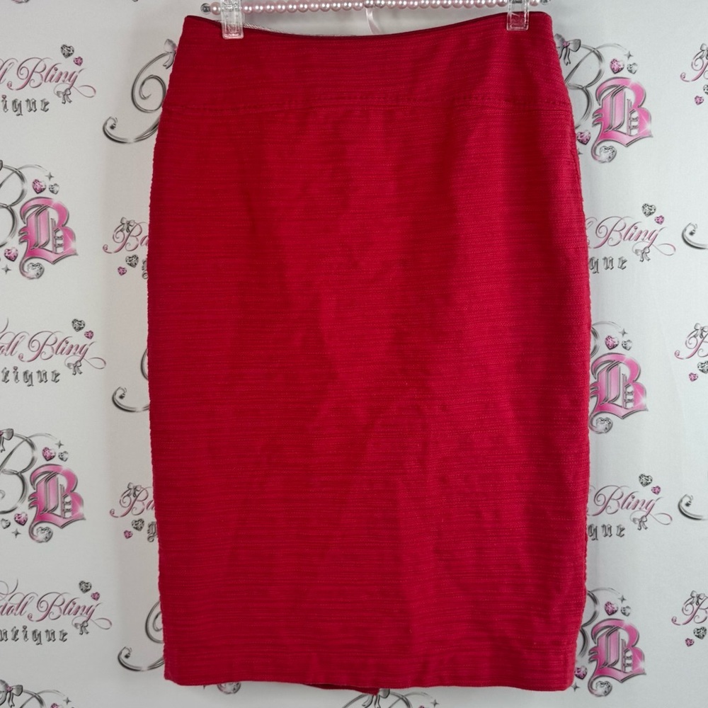 Moulinette Soeurs skirt long pencil tweed style fabric Vibrant Red Pencil Skirt
